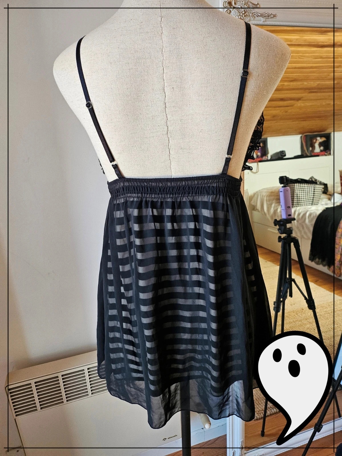 raro vestido Glad News gyaru lolita japonés de Tokio de una raya de encaje estilo camisón – photo 4